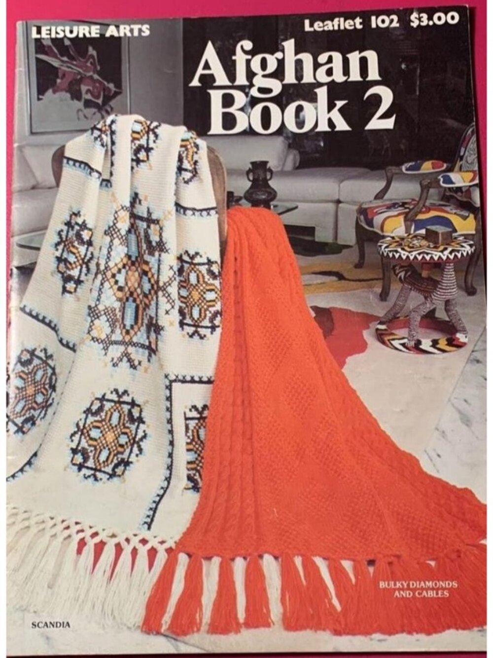 Leisure Arts Afghan Crochet 16 Design Pattern Leaflet 102 Book 2